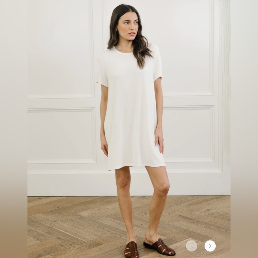 NWOT Cozy Earth Rib Knit T-shirt Dress — Ivory